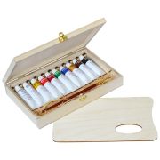 Набор масляных красок «Студия» Гамма 10цвх18мл с кистью в деревянном коробе