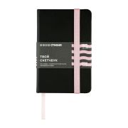 Блокнот для зарисовок Стихия 9х14см 140г 80л черный розовый срез