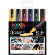 Набор маркеров POSCA PC-5M 6шт Насыщенные цвета
