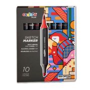 Набор маркеров для скетчинга «Carioca Plus» 2мм 10цв. кисть/перо скошенное