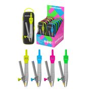 Циркуль ErichKrause Neon металл 123мм с карандпшом пенал ассорти