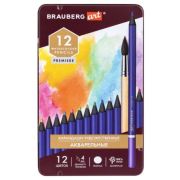 Набор акварельных карандашей BRAUBERG ART PREMIERE 12цв грифель 4мм металл